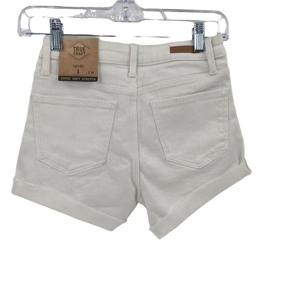 True Craft Distressed Midrise Denim Cuffed Shorts White Size 1 NWT - Picture 4 of 5